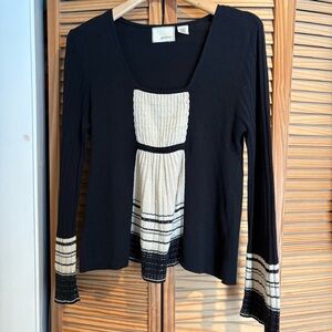 Anthropologie Black and Cream Blouse